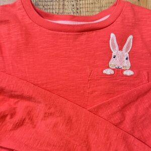 Mini Boden Red Long Sleeve Tee with Bunny Design